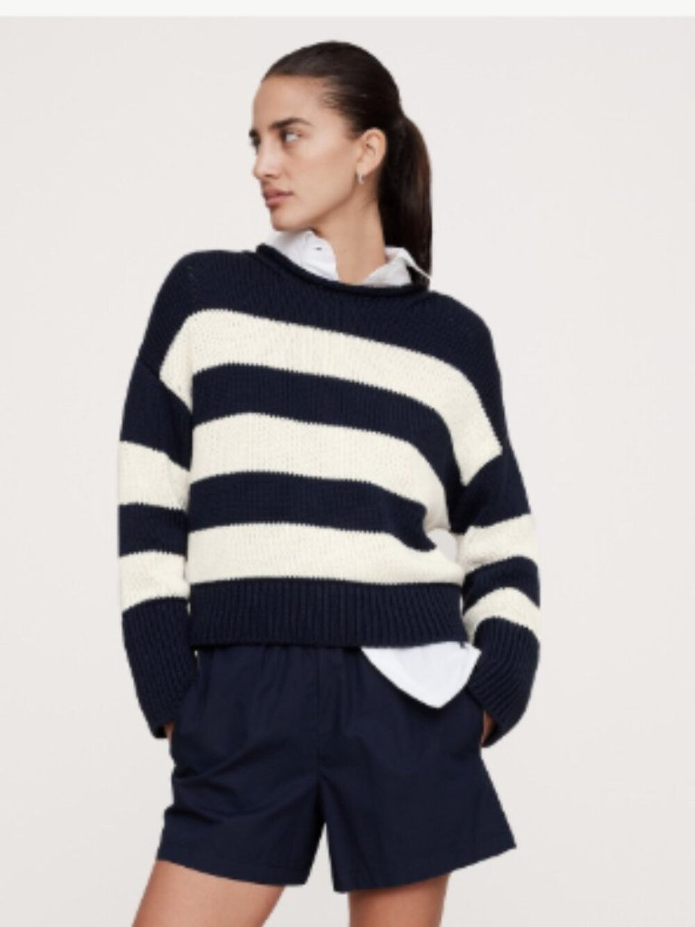 Banana Republic Oversized Cotton Roll-Neck Sweater XL